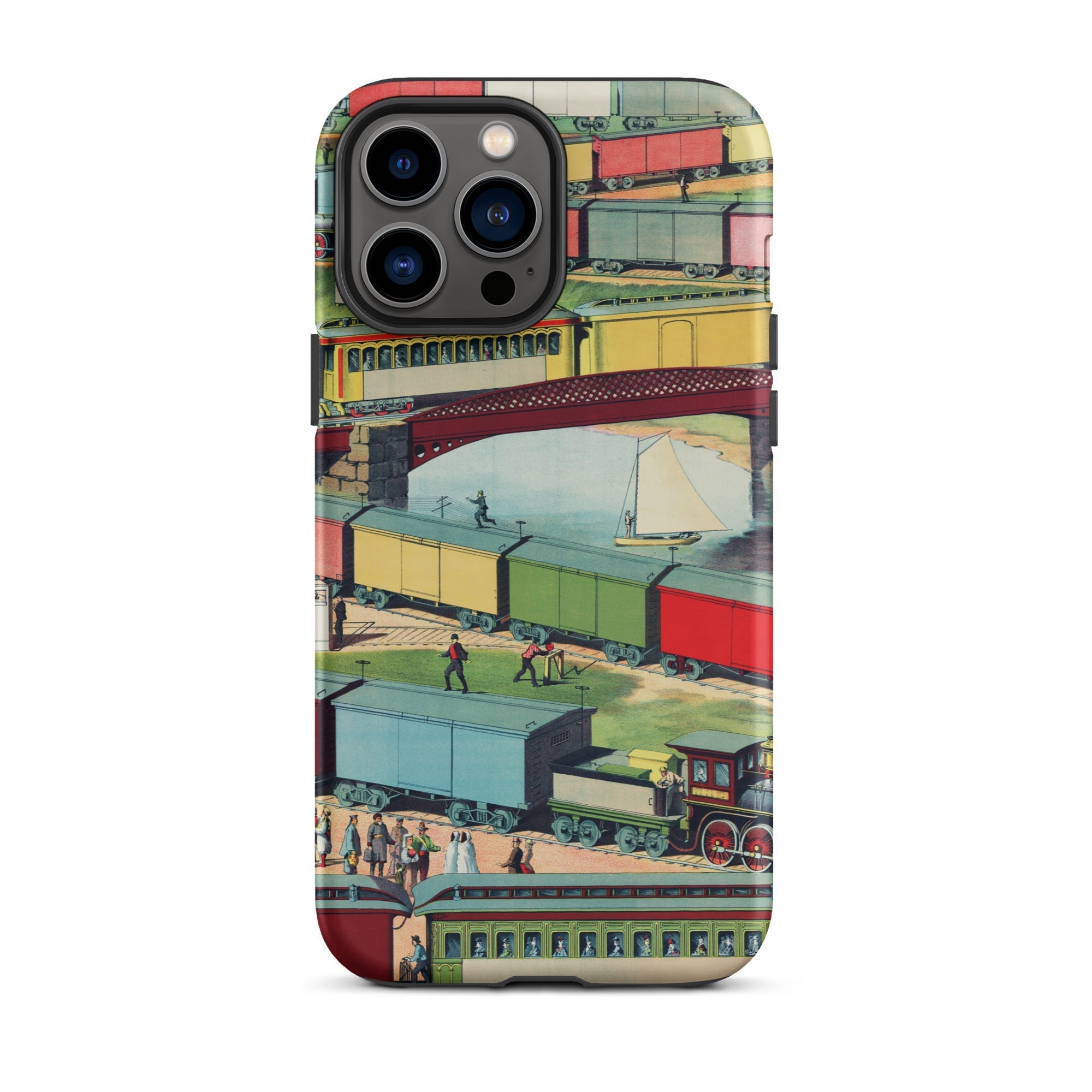 Zig Zag Vintage Railway Illustration Iphone Case, 13 Pro Max / Matte, Train Themed Phone Case