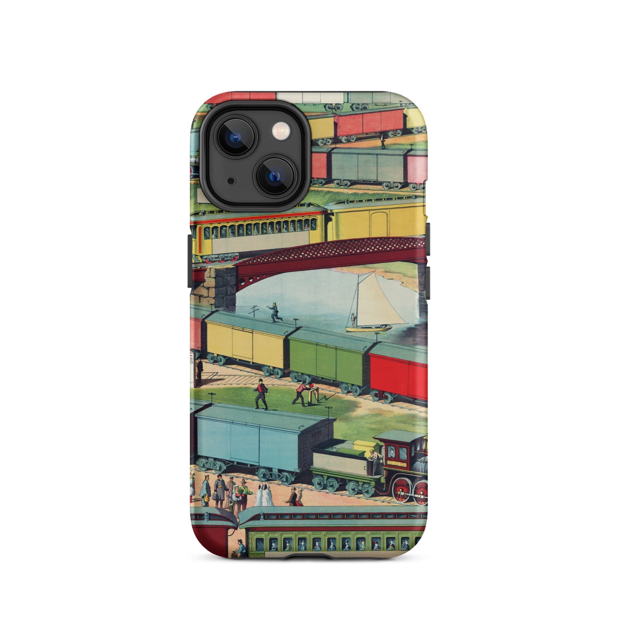 Zig Zag Vintage Railway Illustration Iphone Case, 14 / Matte, Train Themed Phone Case