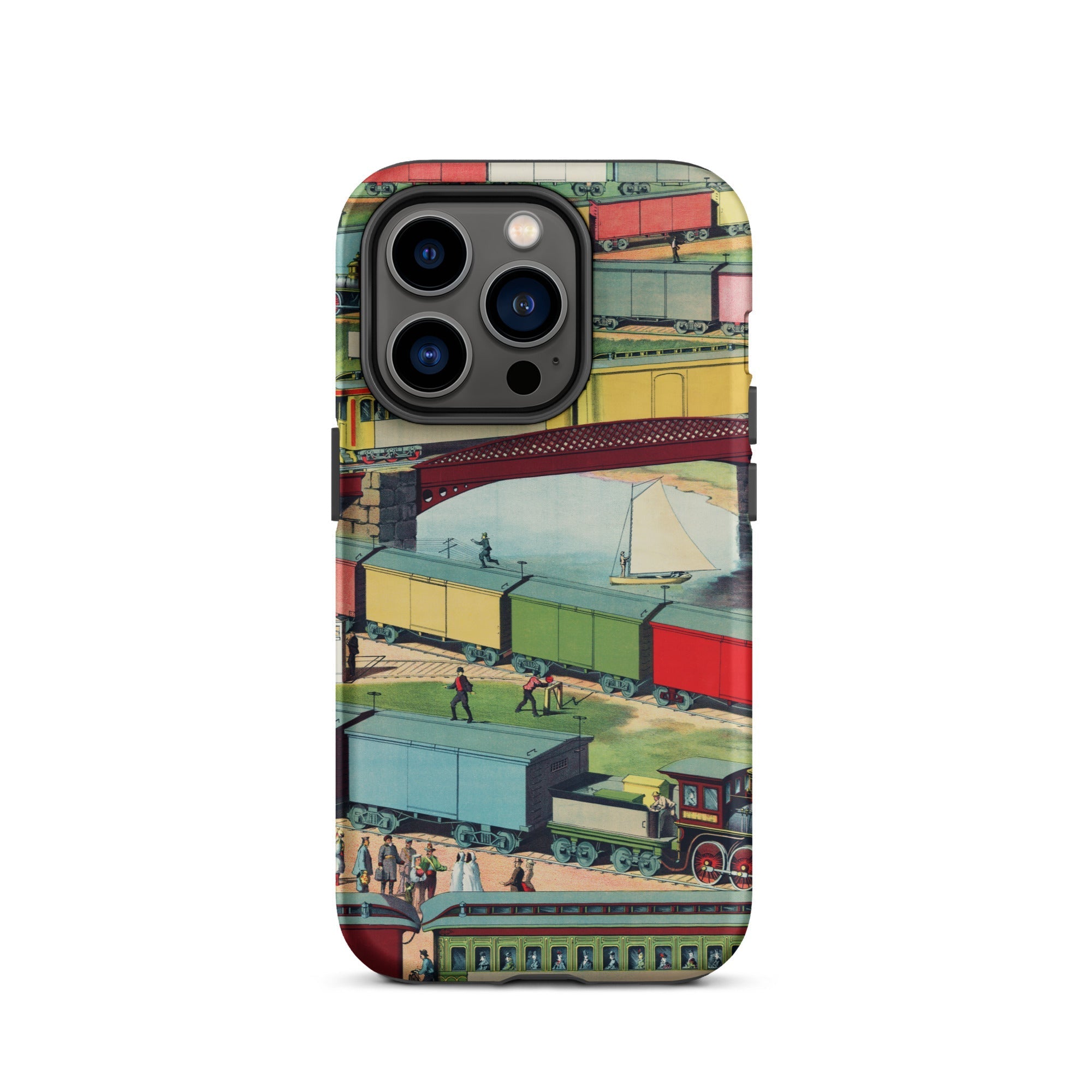 Zig Zag Vintage Railway Illustration Iphone Case, 14 Pro / Matte, Train Themed Phone Case