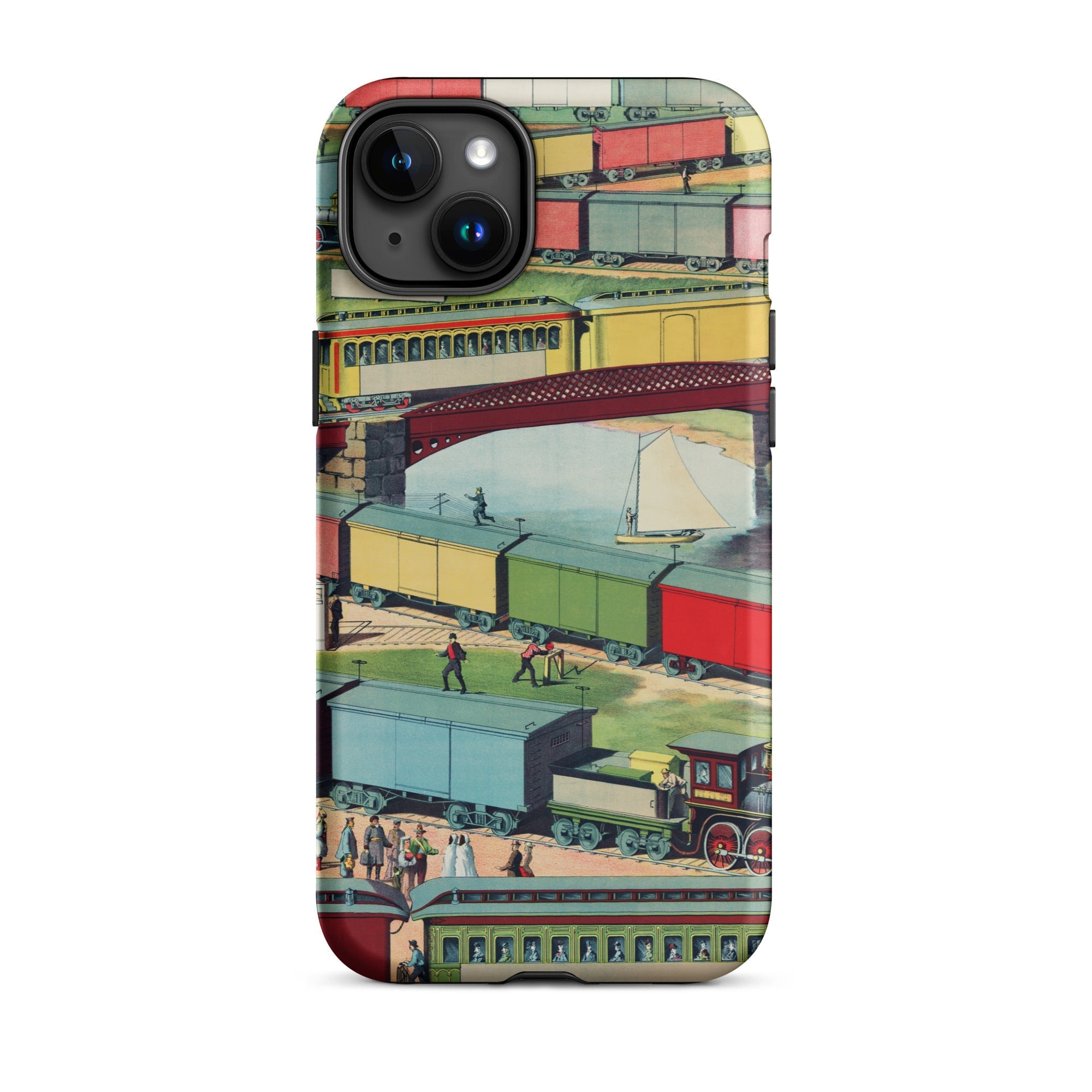 Zig Zag Vintage Railway Illustration Iphone Case, 15 Plus / Matte, Train Themed Phone Case