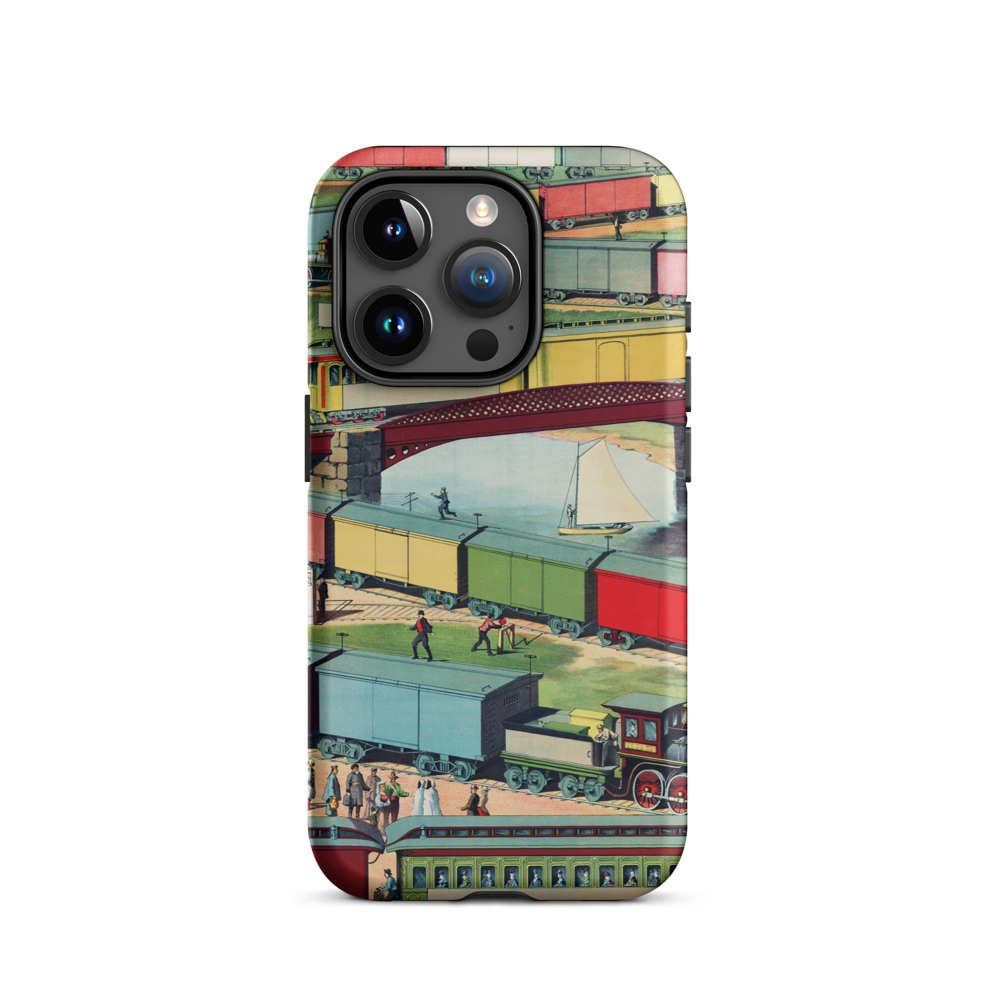 Zig Zag Vintage Railway Illustration Iphone Case, 15 Pro / Matte, Train Themed Phone Case