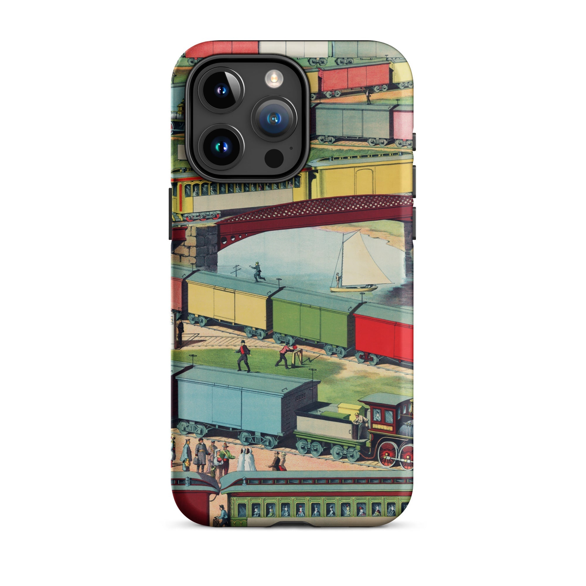 Zig Zag Vintage Railway Illustration Iphone Case, 15 Pro Max / Matte, Train Themed Phone Case