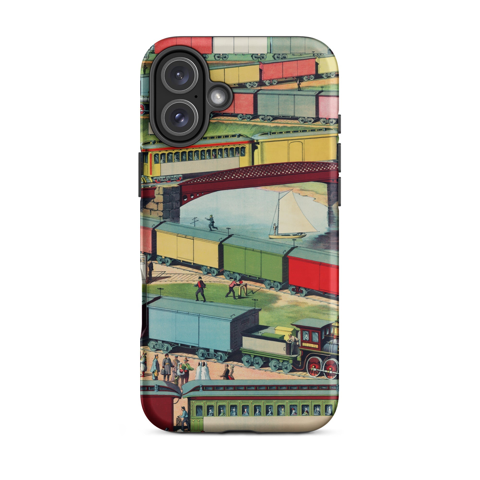 Zig Zag Vintage Railway Illustration Iphone Case, 16 Plus / Matte, Train Themed Phone Case