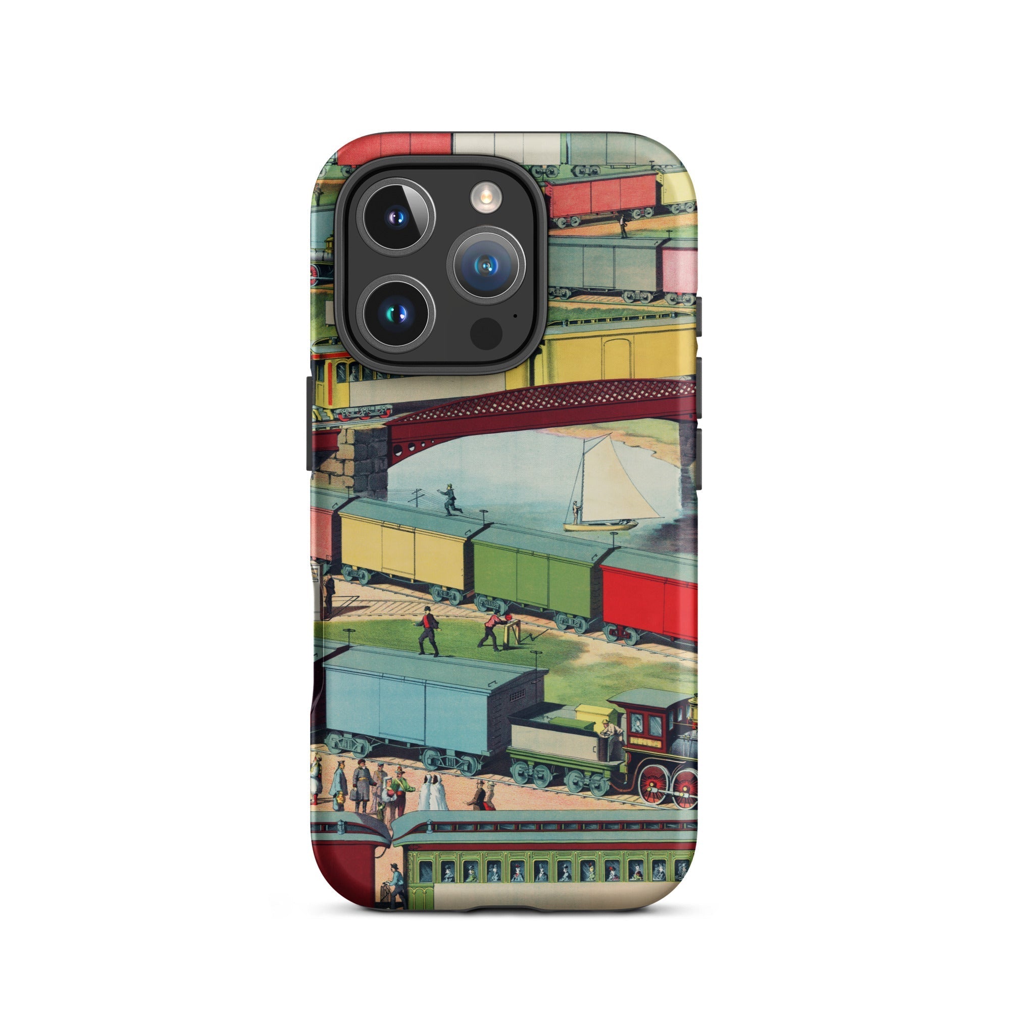 Zig Zag Vintage Railway Illustration Iphone Case, 16 Pro / Matte, Train Themed Phone Case