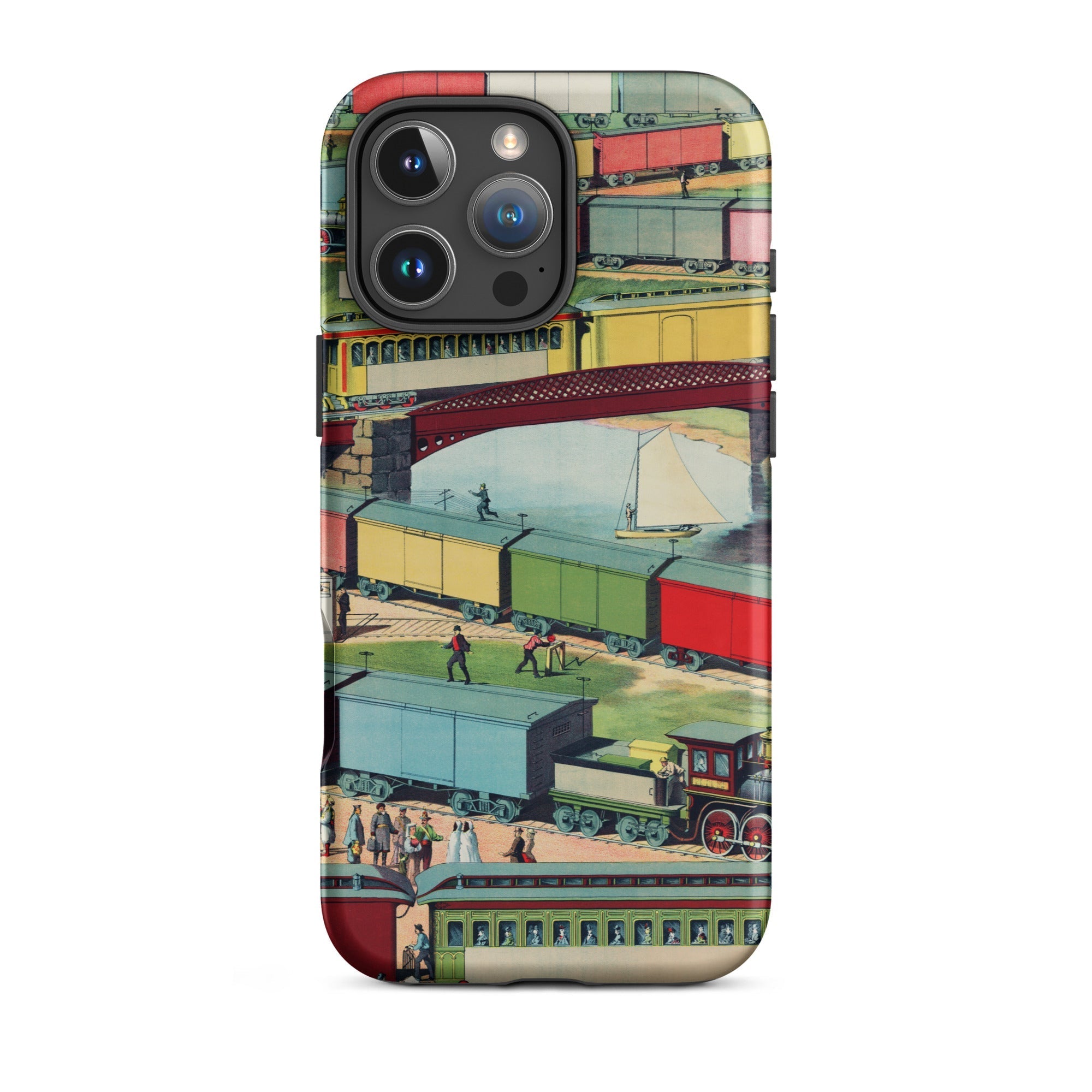 Zig Zag Vintage Railway Illustration Iphone Case, 16 Pro Max / Matte, Train Themed Iphone Case