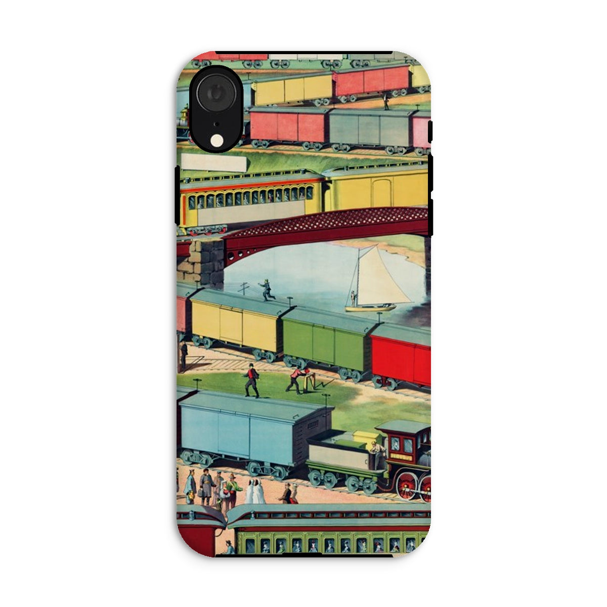 Zig Zag Vintage Railway Illustration Iphone Case, Xr / Matte, Phone Case Vintage Train Railway Illustrations Colorful Patterns