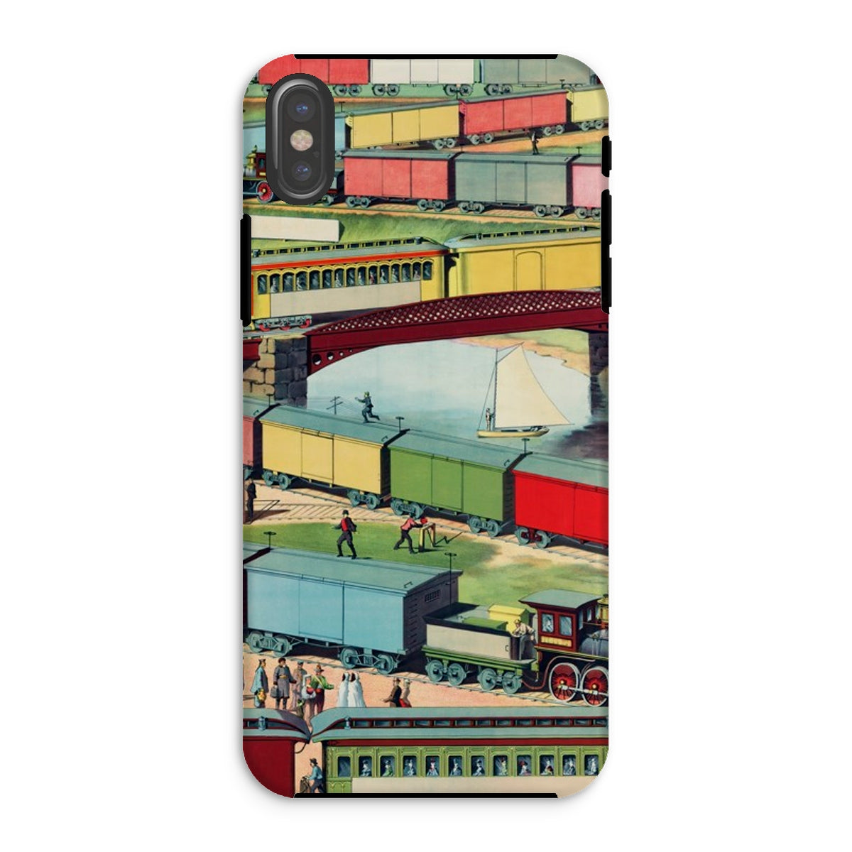 Zig Zag Vintage Railway Illustration Iphone Case, Xs / Matte, Phone Case Vintage Train Railway Illustrations Colorful Retro