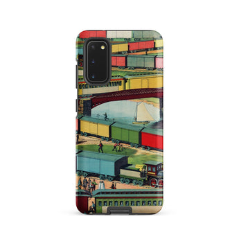 Zig-zag - Vintage Railway Illustration Phone Case Samsung Galaxy S20 / Matte Vibrant Illustrated Vintage-style Train Yard Scene, Iphone,