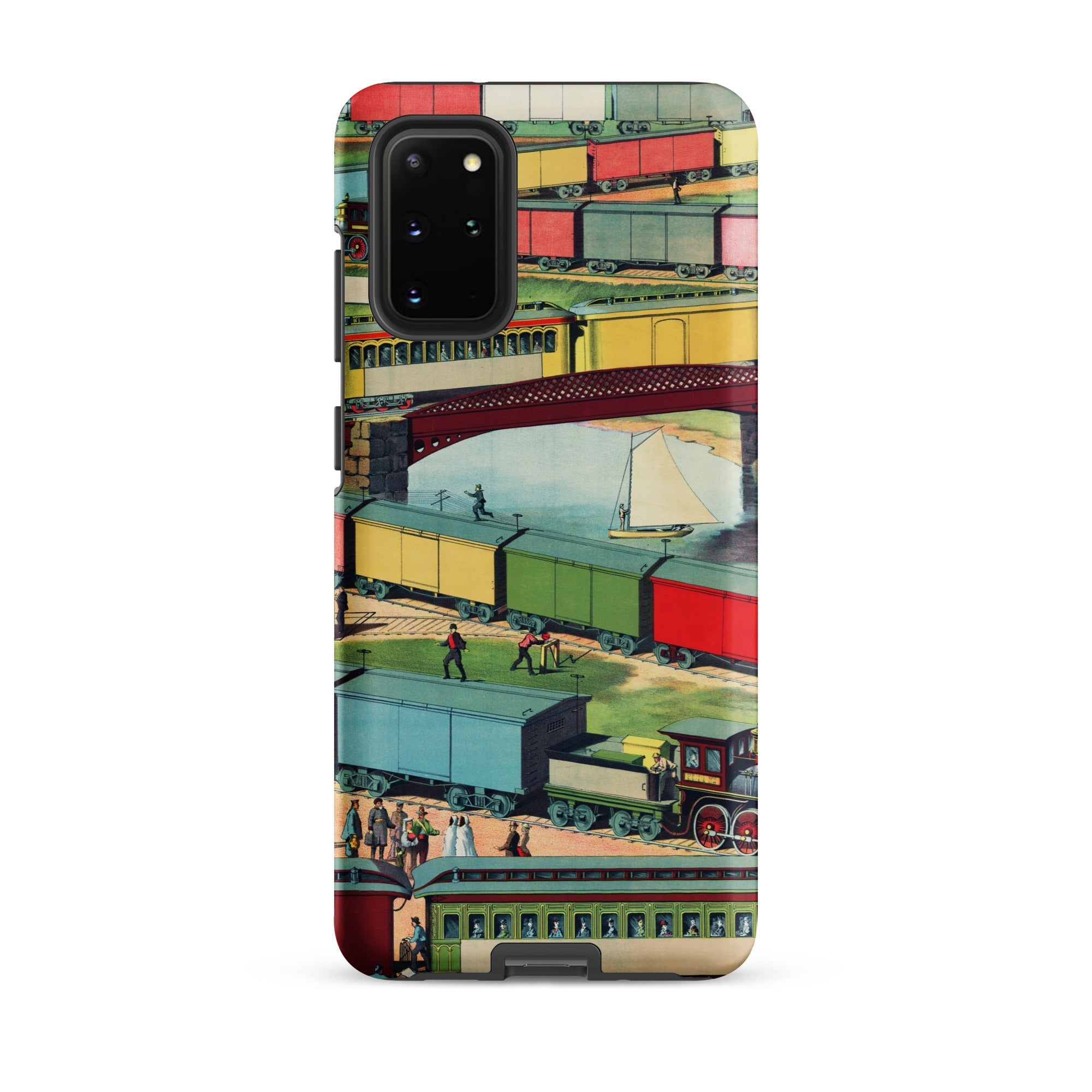 Zig Zag Vintage Railway Illustration Samsung Case, Galaxy S20 Plus / Matte, Smartphone Case Colorful Vintage Style Illustration Train Yard