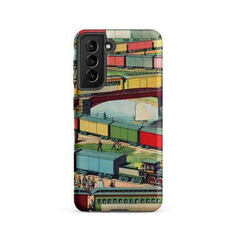 Zig-zag - Vintage Railway Illustration Samsung Case, Galaxy S21 / Matte, Smartphone Colorful Vintage-style Train Illustration Case