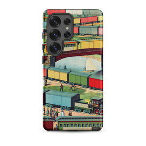 Zig-zag - Vintage Railway Illustration Samsung Case, Galaxy S25 Ultra / Matte, Samsung Galaxy S24 Ultra Phone Case Colorful Vintage