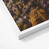 White Framed Art Print Man Golden Velvet Robes Black Gay Punk, Afroamerican Homoerotic, Visceral Plunge