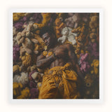 Zonked - Lowbrow Queer Black Punk Art Print, Person Surrounded Colorful Stuffed Animals Plush Toys